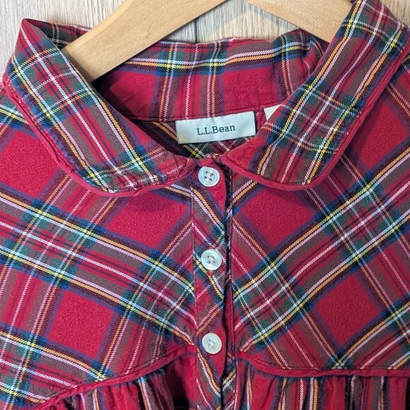 L.L.Bean 100% Cotton Flannel Nightgown – Red Tartan Plaid (Women’s L) - Picture 3 of 5